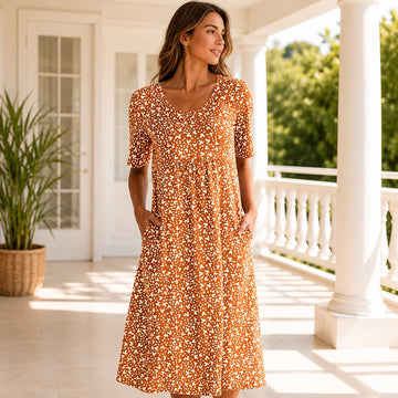 Yasmin - Vestido Floral de Manga Corta