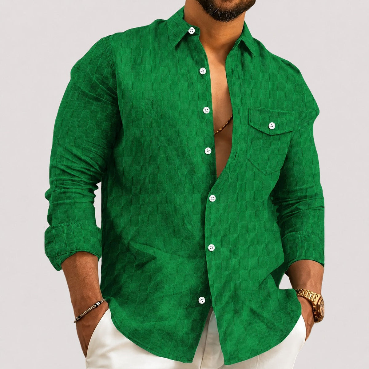 Walter - Camisa de Manga Larga a Cuadros Elegante