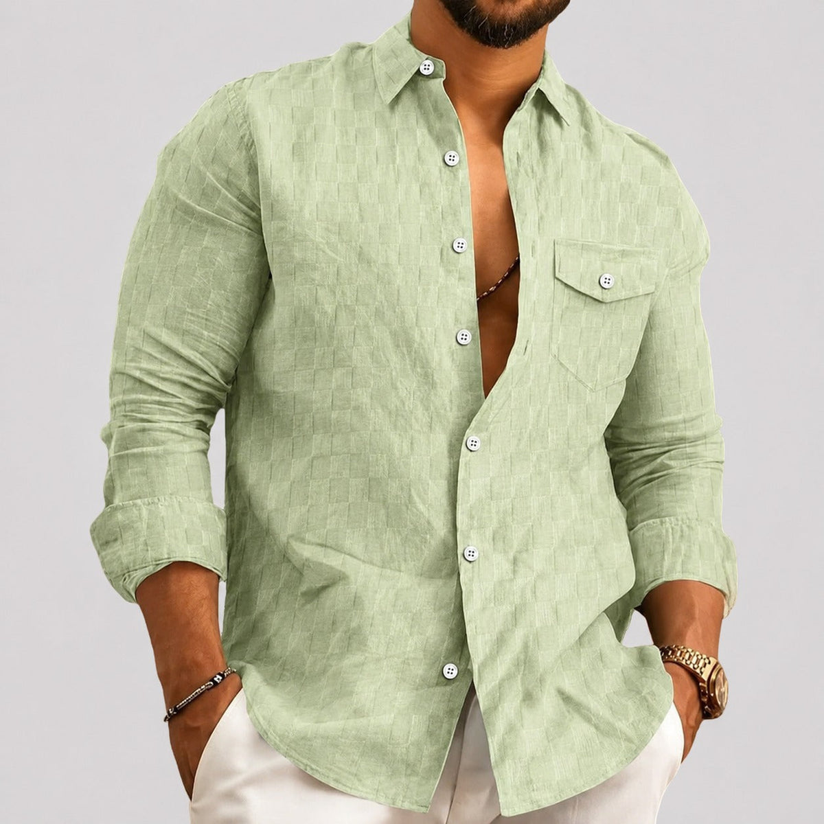 Walter - Camisa de Manga Larga a Cuadros Elegante