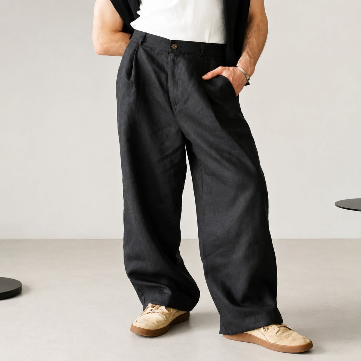 Hashim - Pantalones Sueltos y Cómodos con Pliegues