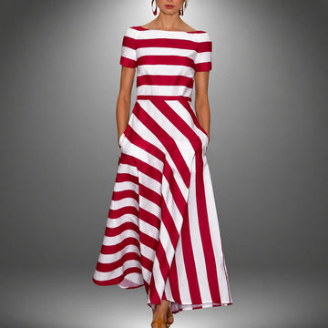 Darcie - Vestido Maxi de Línea A a Rayas