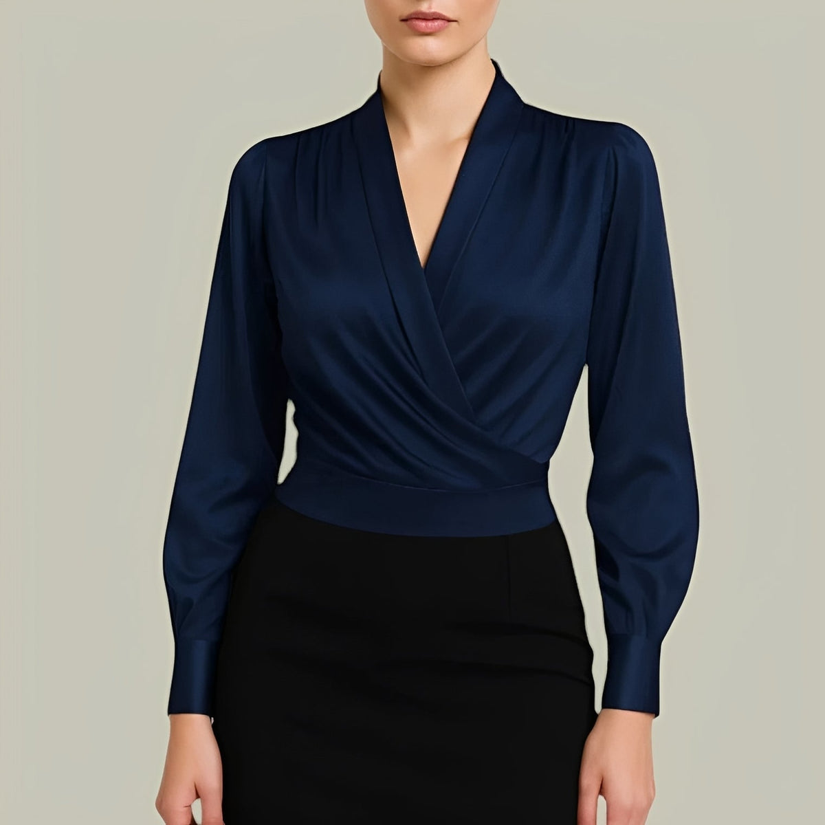 Livia - Blusa Elegante Cruzada de Manga Larga