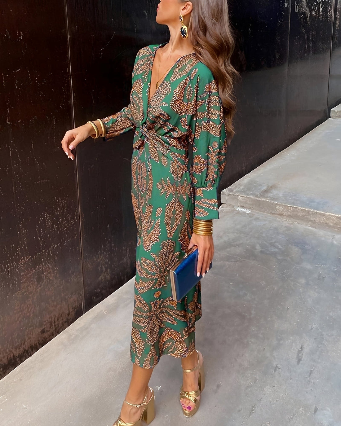 Yahya - Vestido Midi Largo Estampado