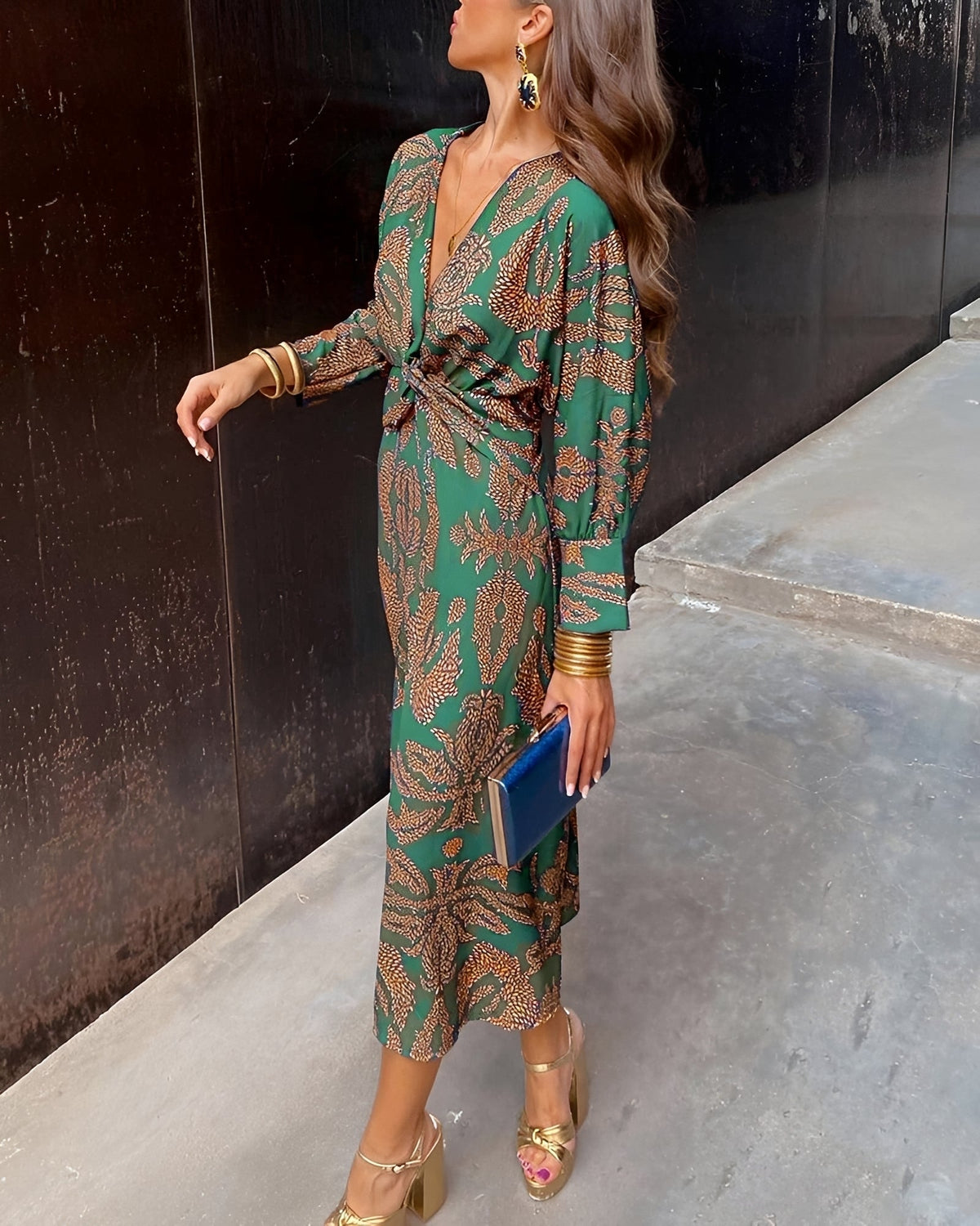 Yahya - Vestido Midi Largo Estampado