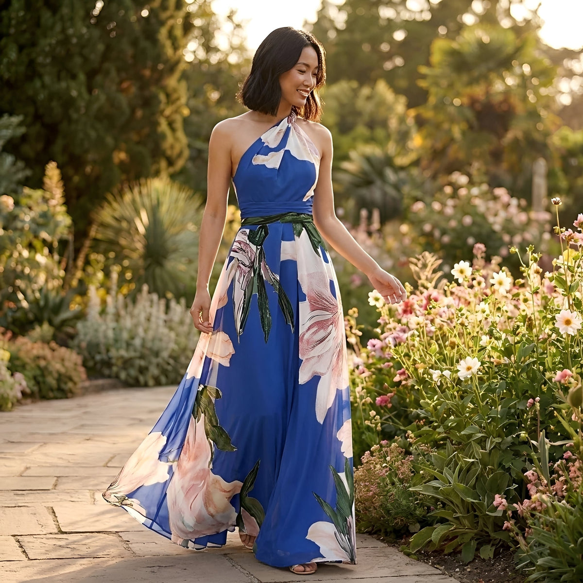 Kirsty - Vestido Maxi con Estampado Floral y Cuello Halter
