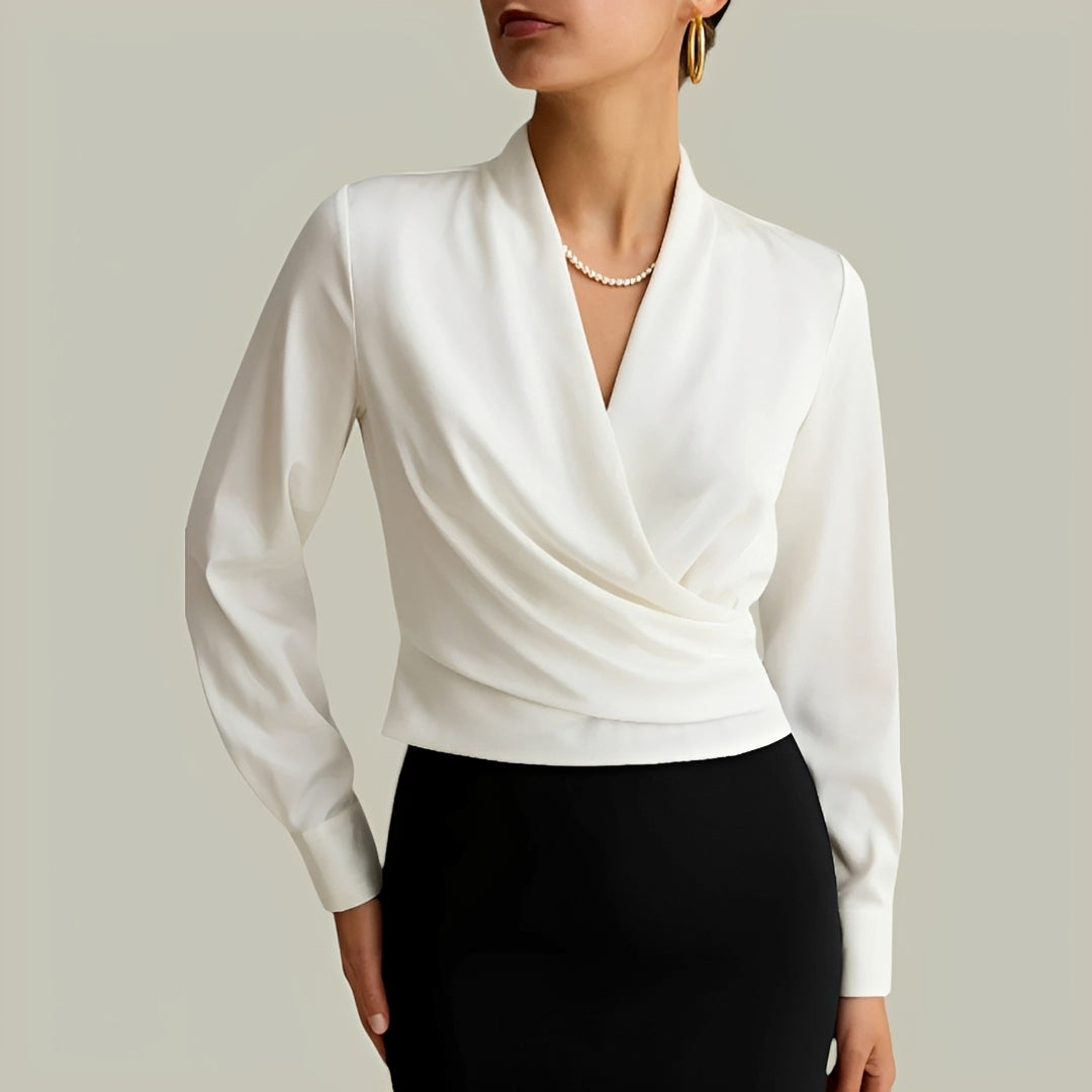Livia - Blusa Elegante Cruzada de Manga Larga