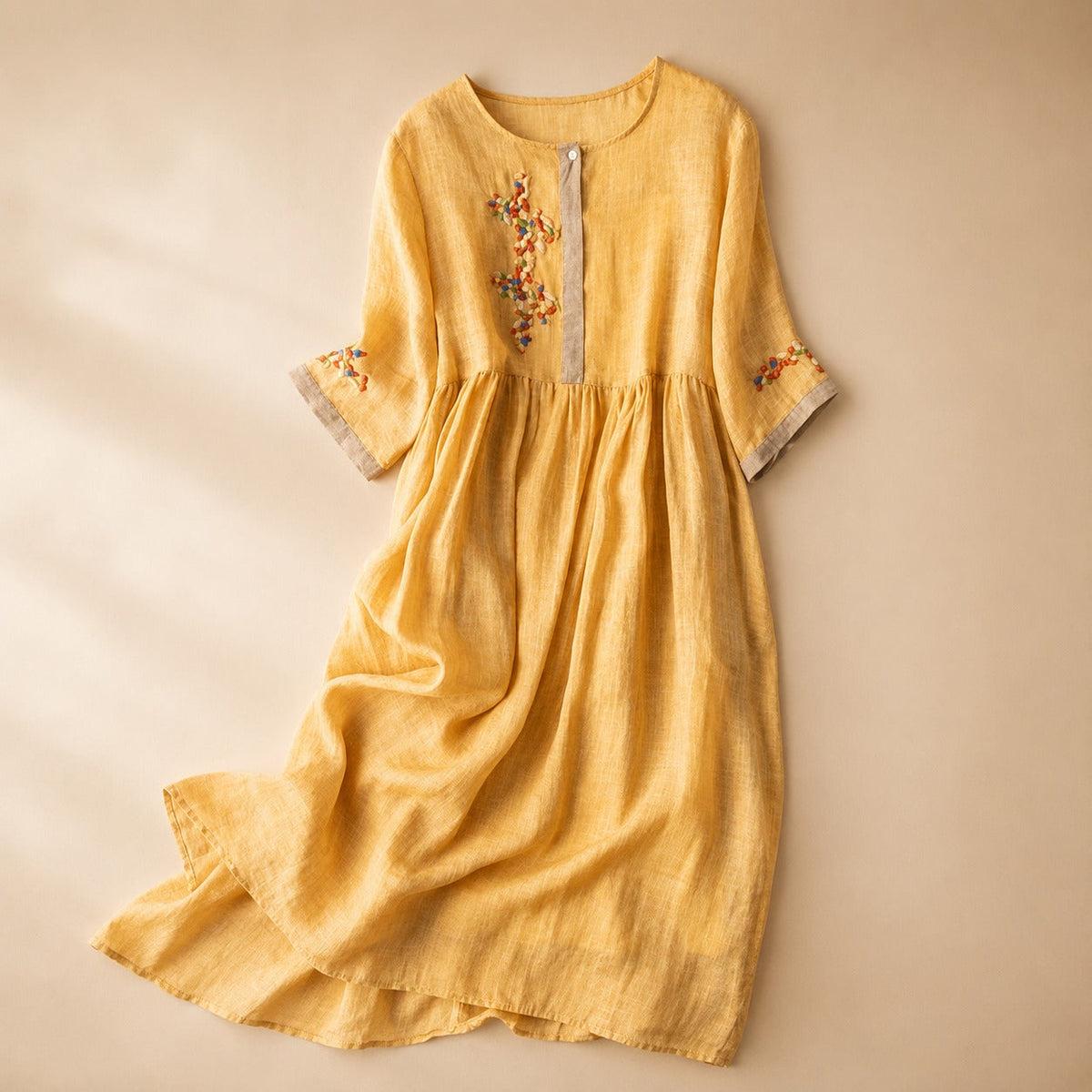 Laura - Vestido Boho Relajado Bordado