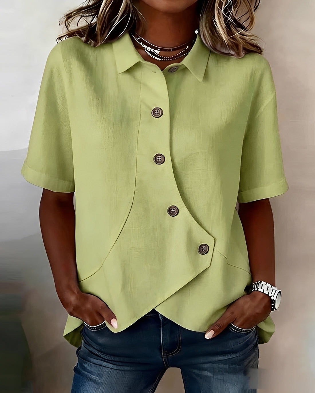 Mia - Blusa Asimétrica con Botones