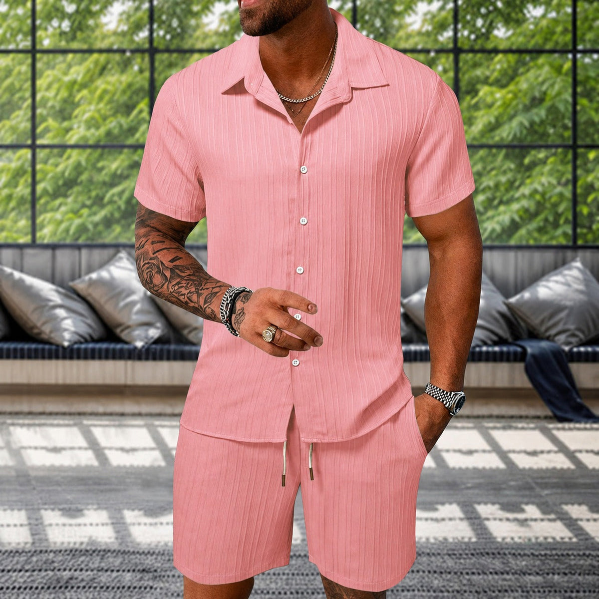 Albie - Conjunto de Camisa Texturizada Relajada