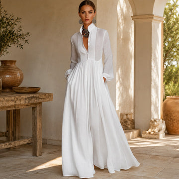Kyran - Vestido maxi de manga larga elegante