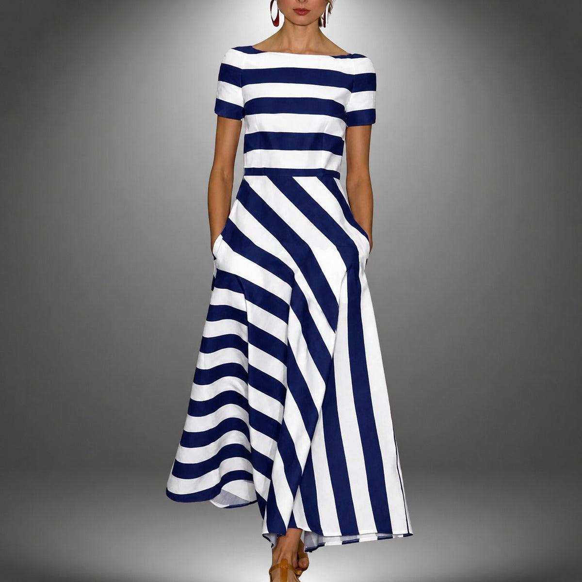 Darcie - Vestido Maxi de Línea A a Rayas
