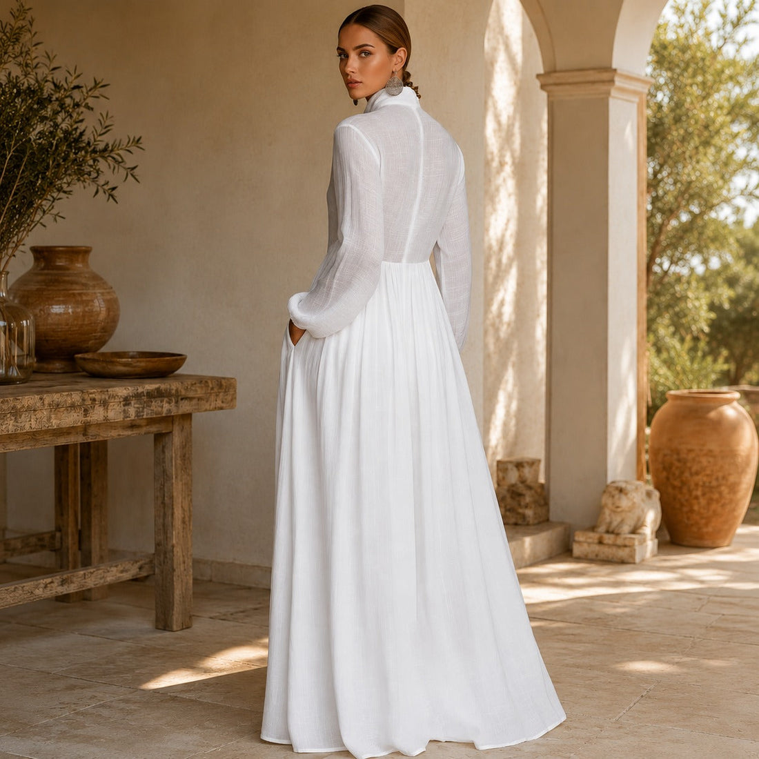 Kyran - Vestido maxi de manga larga elegante