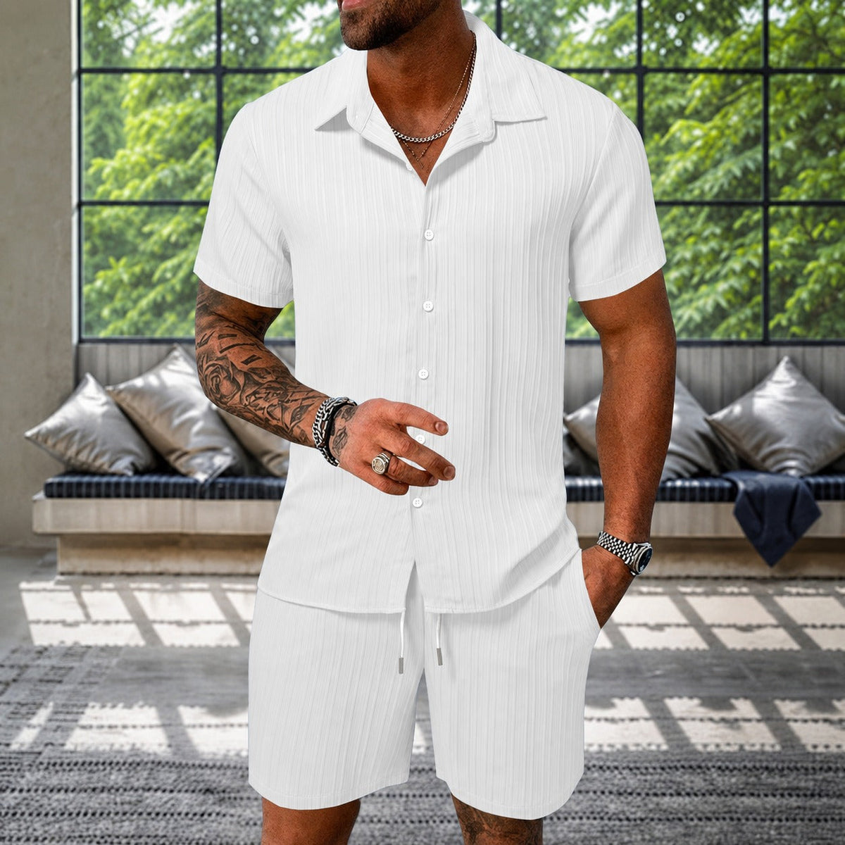 Albie - Conjunto de Camisa Texturizada Relajada