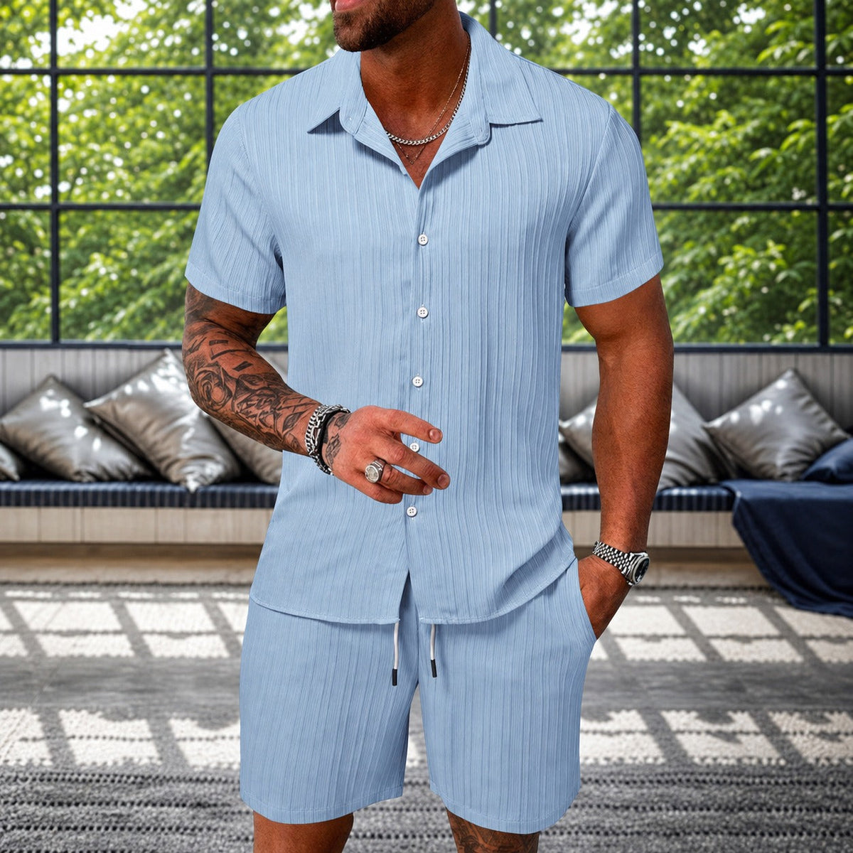 Albie - Conjunto de Camisa Texturizada Relajada