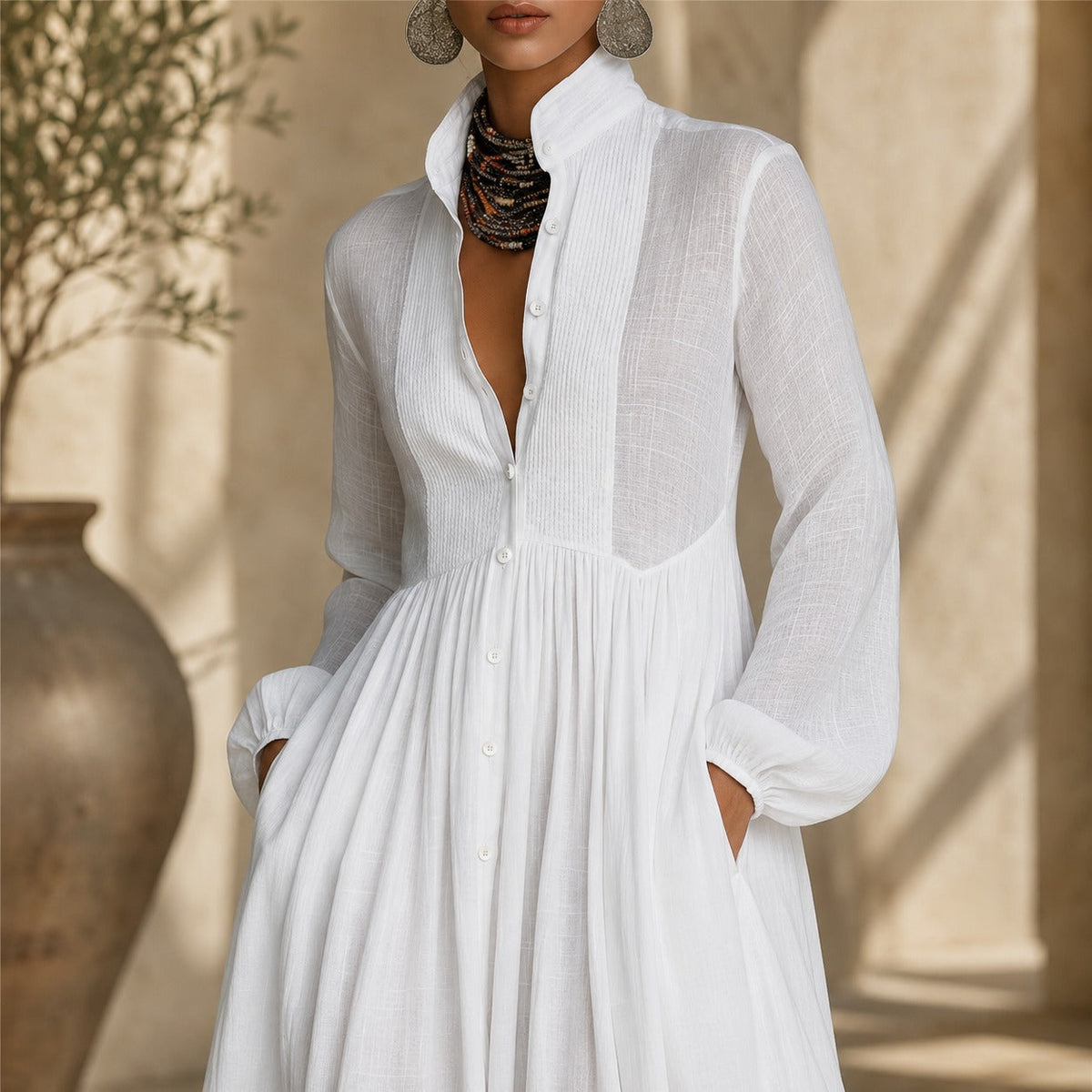 Kyran - Vestido maxi de manga larga elegante