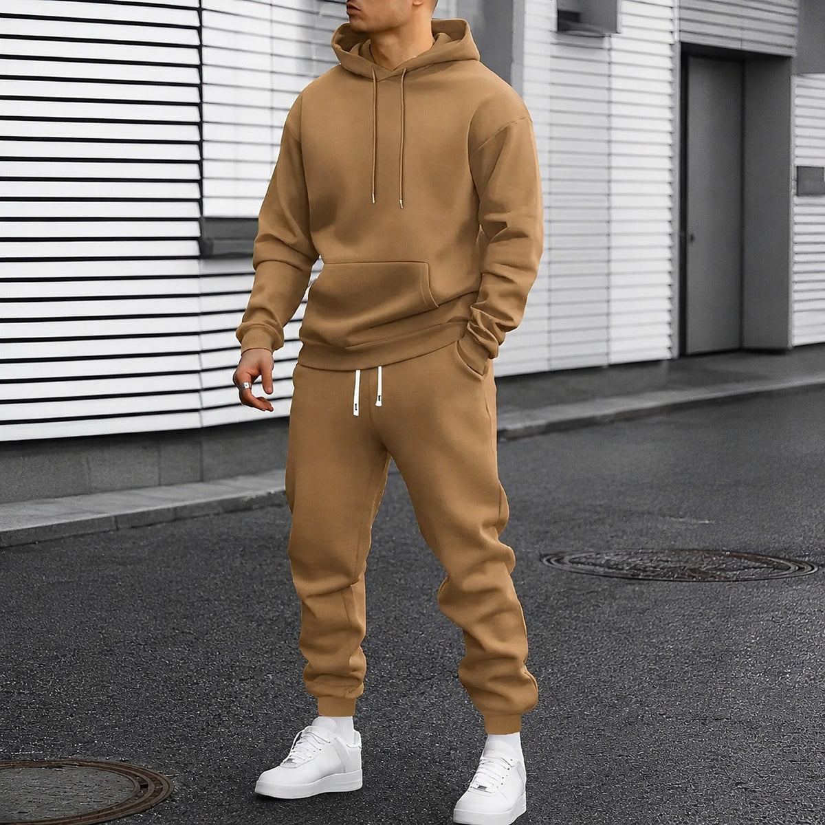 Arvel - Conjunto de chándal cómodo con capucha para hombres