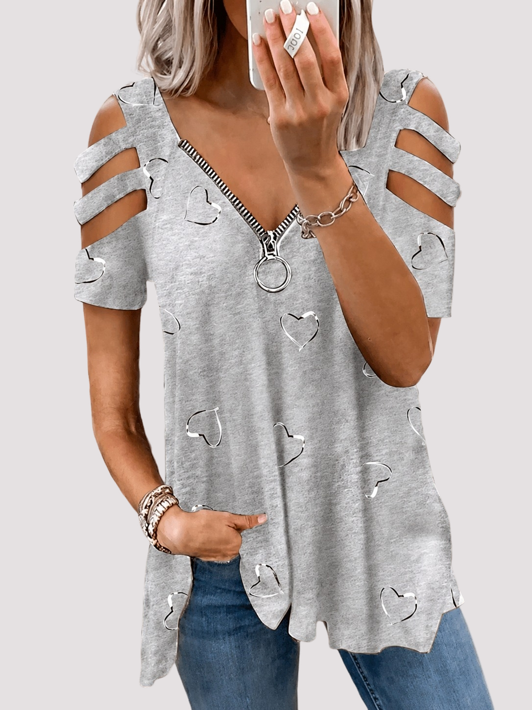 Saira - Camisa con Cremallera Elegante