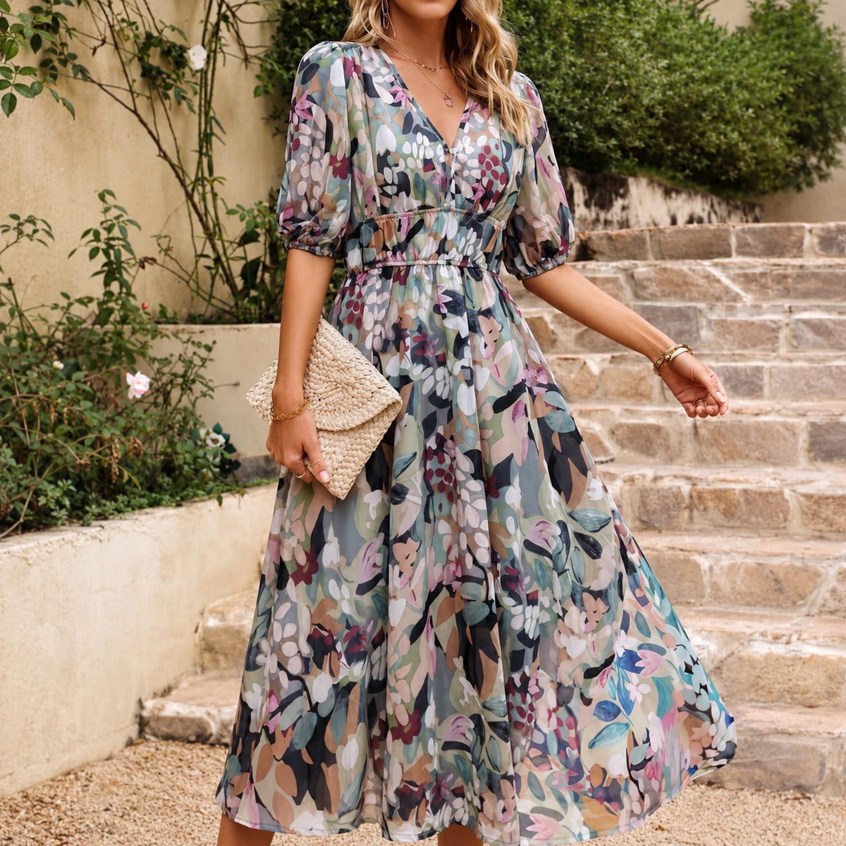 Doherty - Vestido Midi Floral Suelto