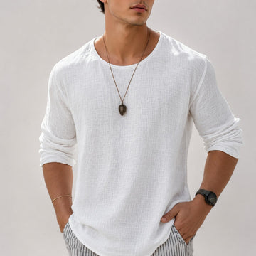 Zain - Camisa Casual Suelta de Manga Larga