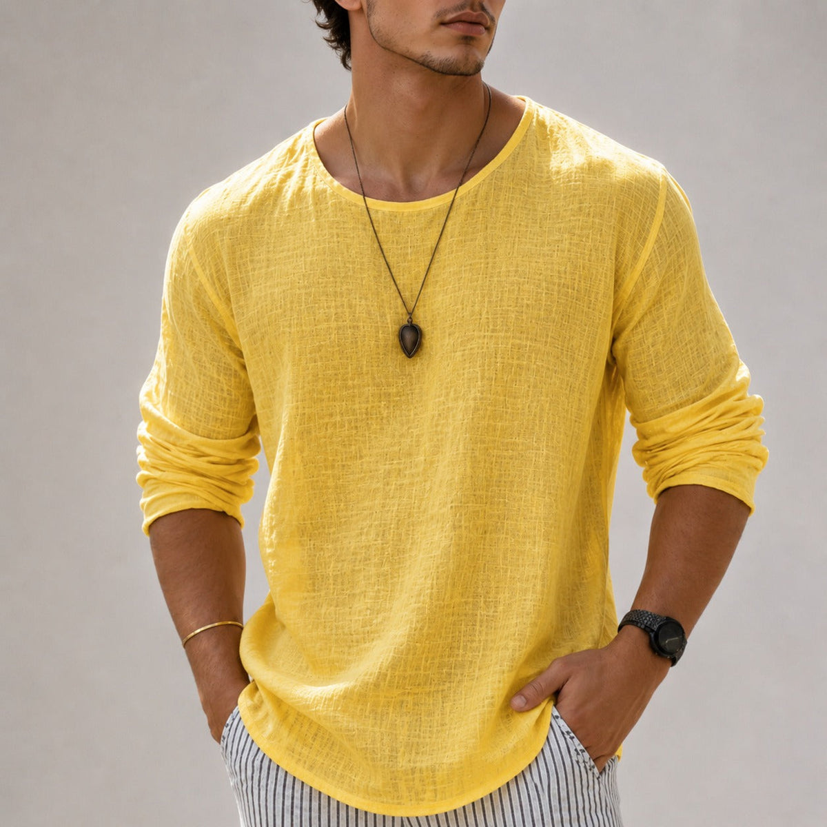 Zain - Camisa Casual Suelta de Manga Larga