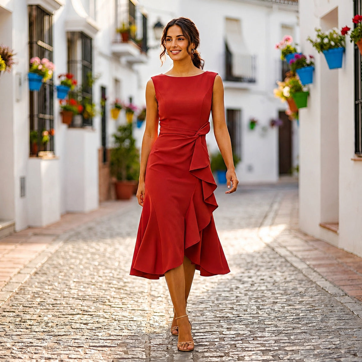 Jaiden - Vestido Midi Elegante con Pliegues