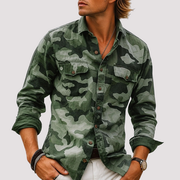 Jeffrey - Camisa Cargo con Solapa de Camuflaje