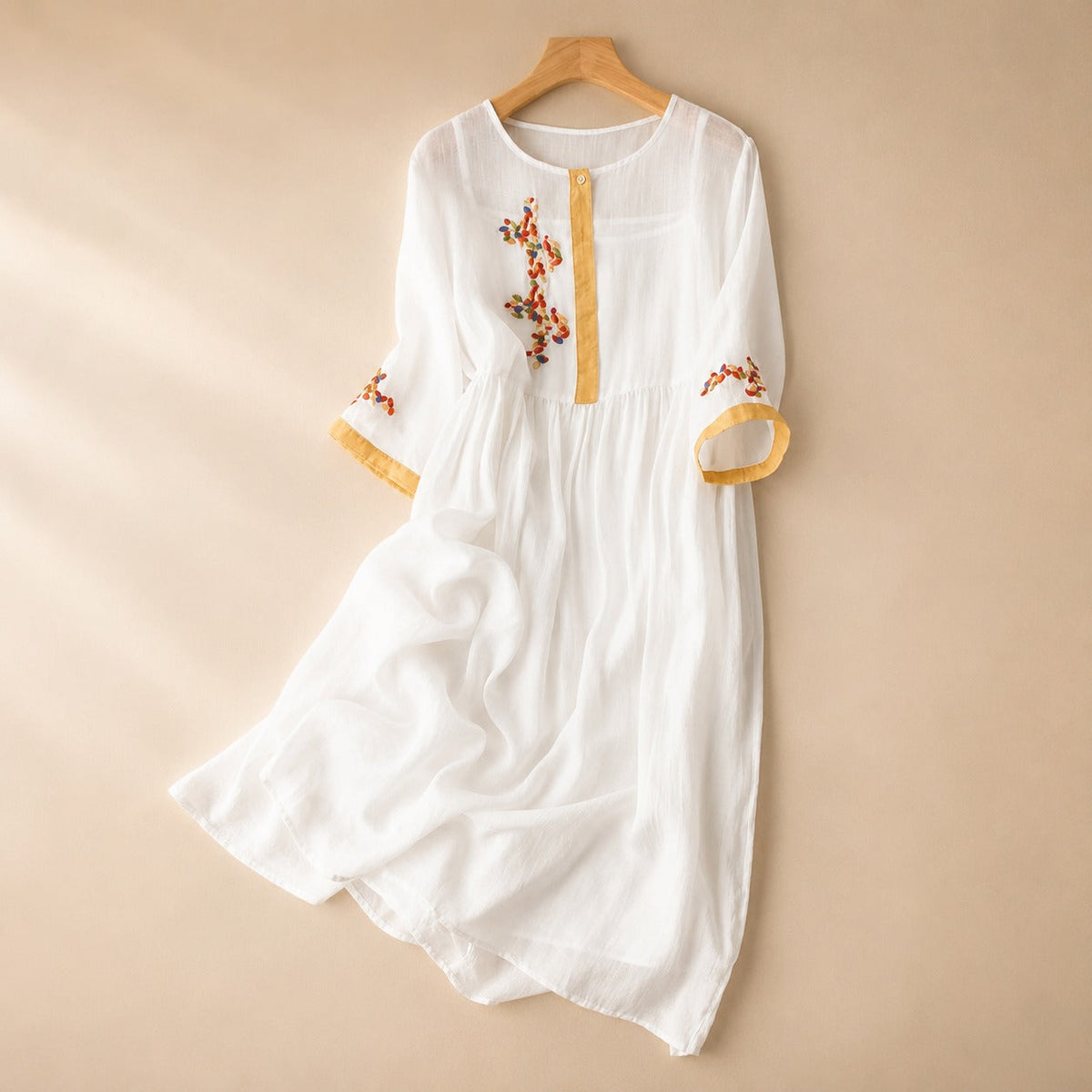 Laura - Vestido Boho Relajado Bordado