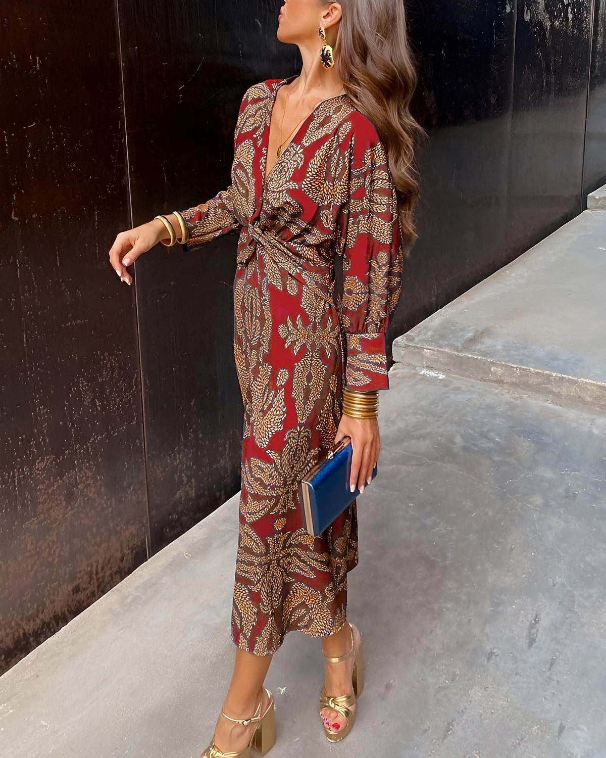 Yahya - Vestido Midi Largo Estampado