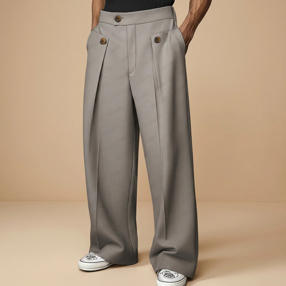 John - Pantalones Holgados y Estilosos de Cintura Alta