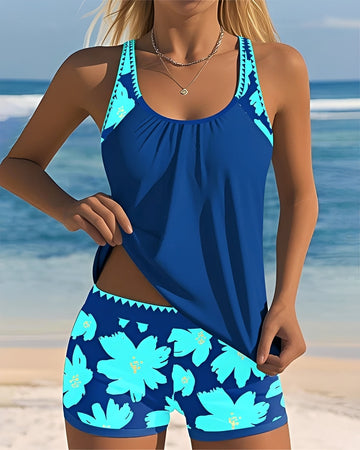 Mila - Tankini Floral con Cuello en U