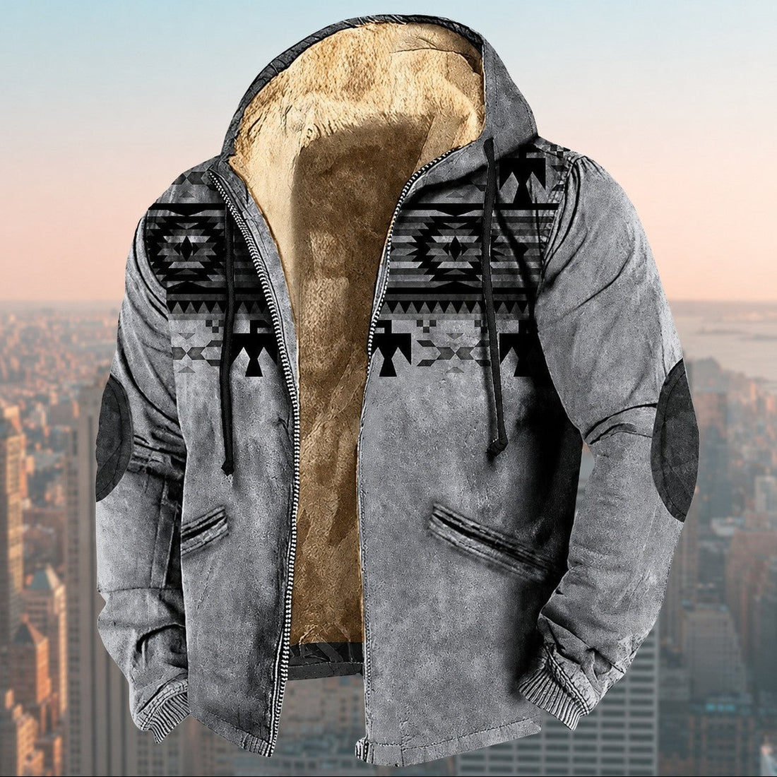Laszlo - Chaqueta con capucha con diseño tribal para hombres