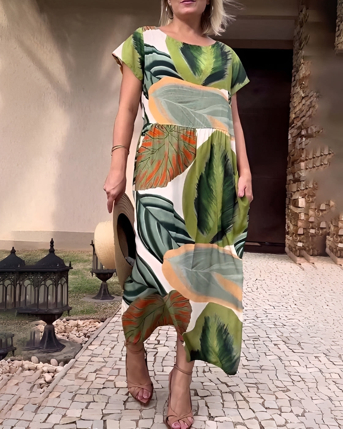 Sami - Vestido con Abertura de Manga Corta Elegante