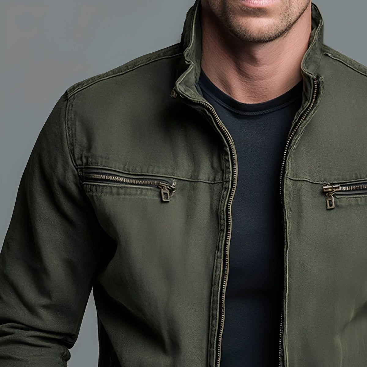 Jaden - Chaqueta Casual con Cremallera Lavada