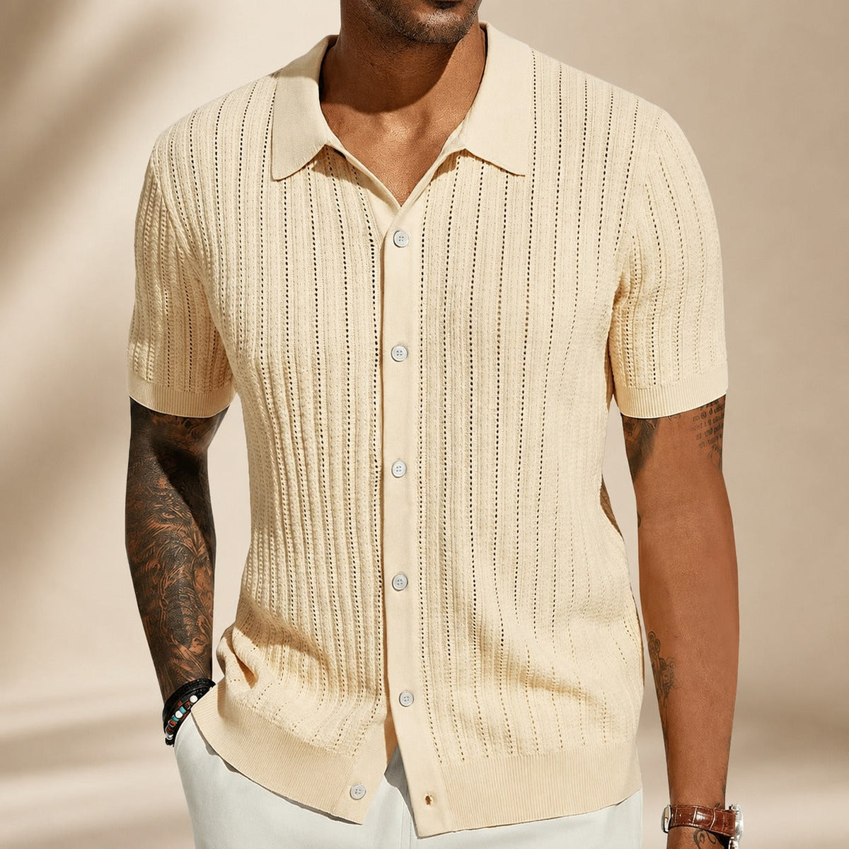 Steven - Camisa Casual Transpirable con Huecos