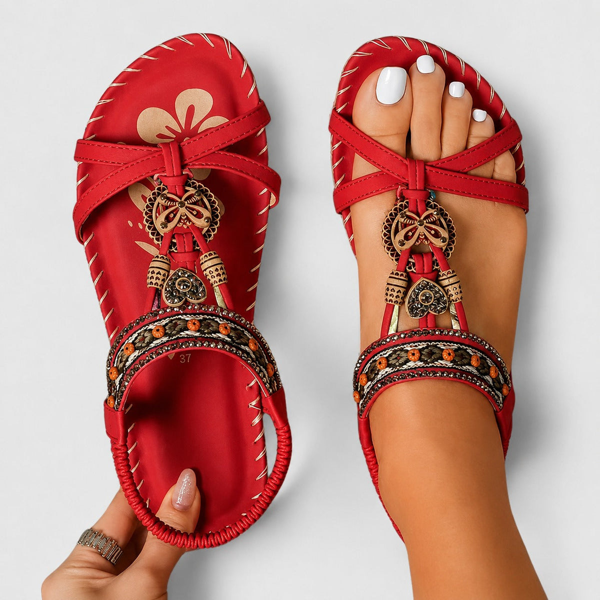 Eleanor - Sandalias Planas con Diamantes de Imitación Elegantes