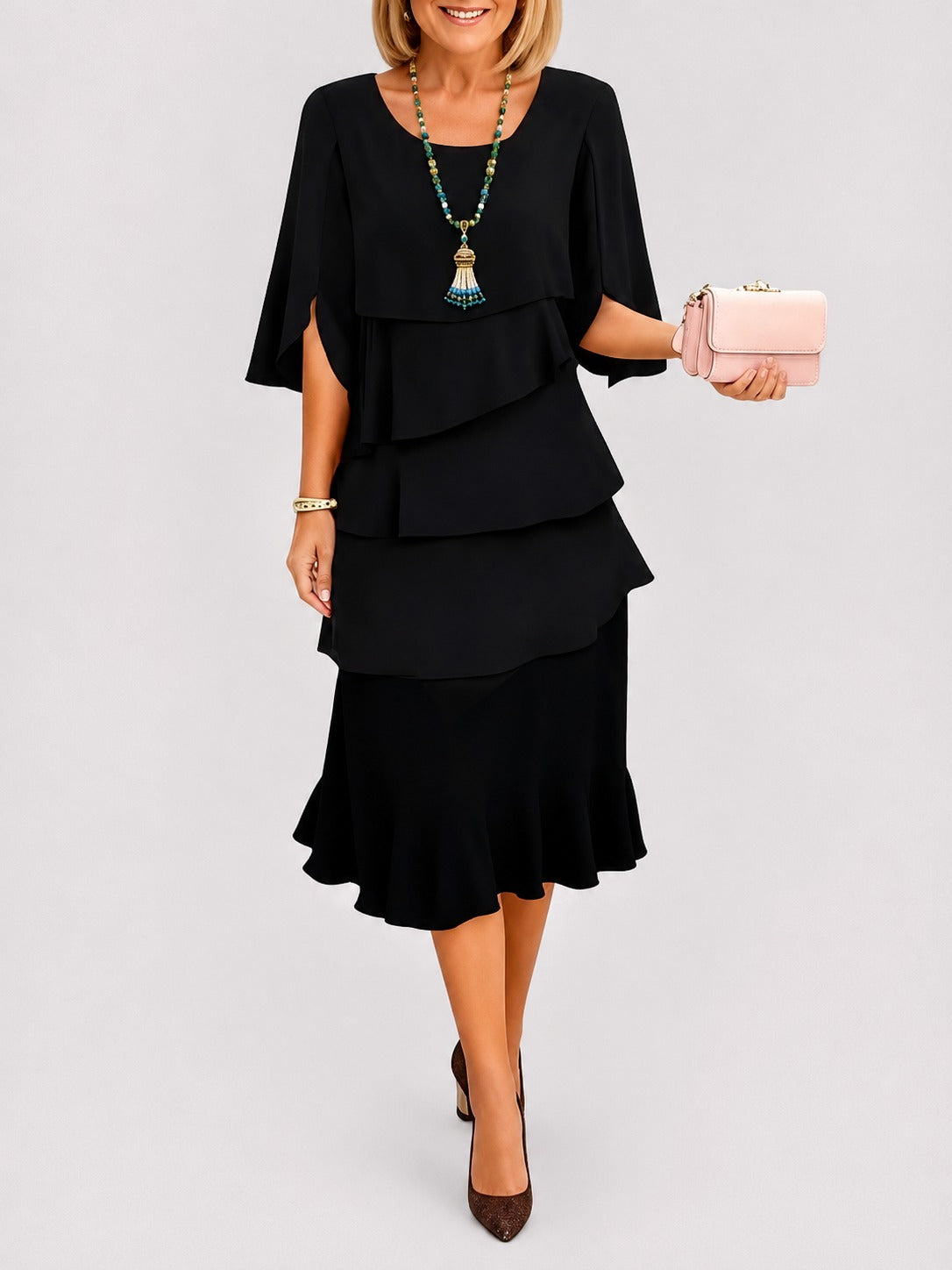 Elisa - Vestido Elegante con Capas