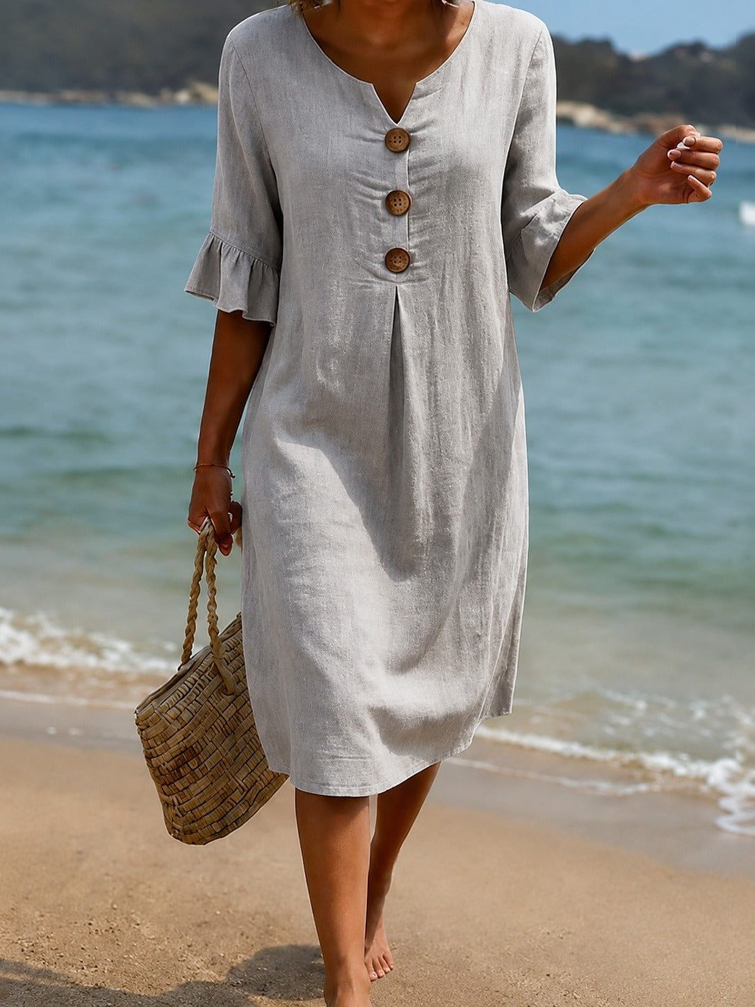 Deborah - Vestido Estiloso con Mangas con Volantes