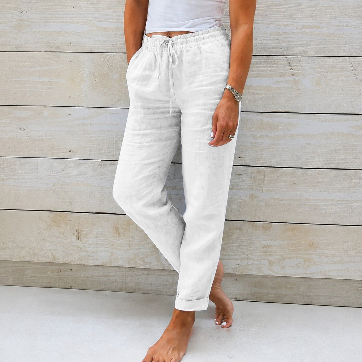 Dyan - Pantalones casuales con cordón para mujeres