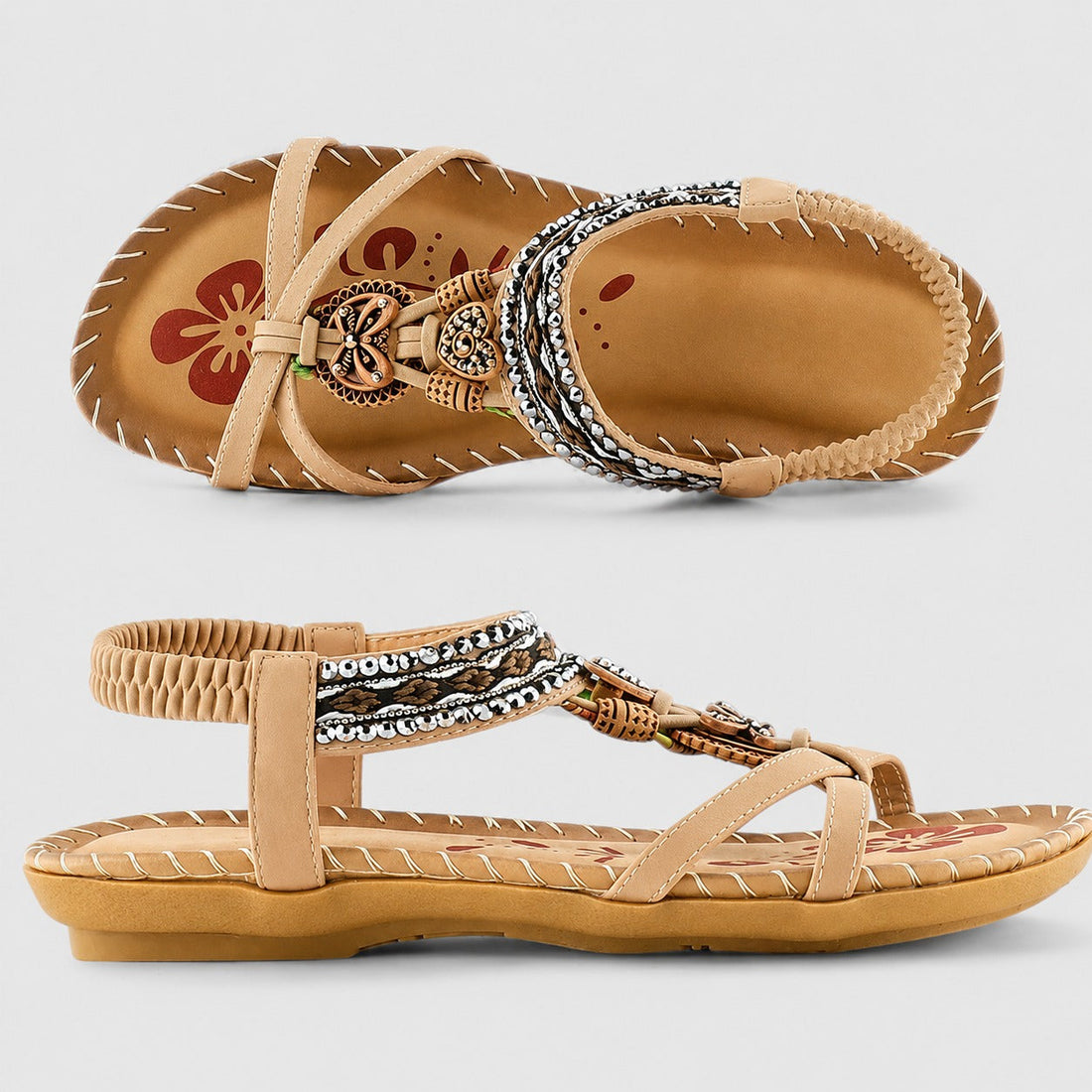 Eleanor - Sandalias Planas con Diamantes de Imitación Elegantes