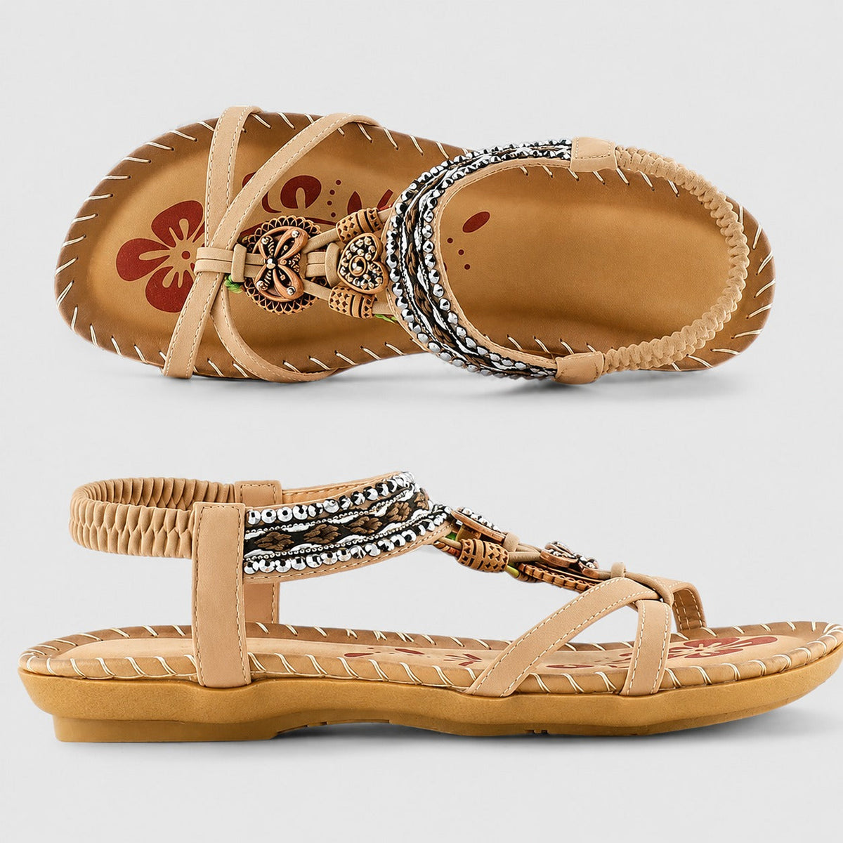 Eleanor - Sandalias Planas con Diamantes de Imitación Elegantes