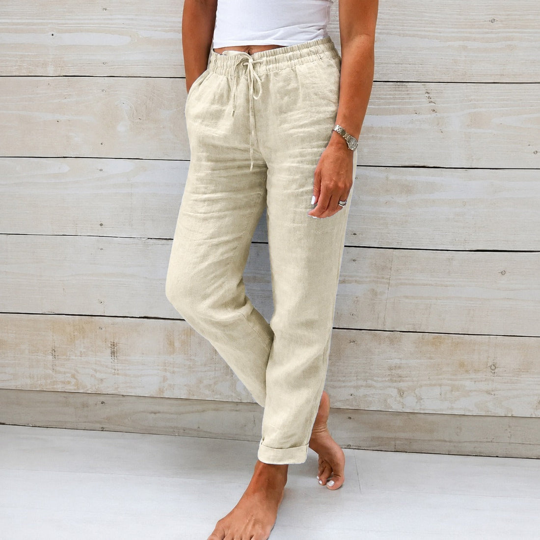 Dyan - Pantalones casuales con cordón para mujeres
