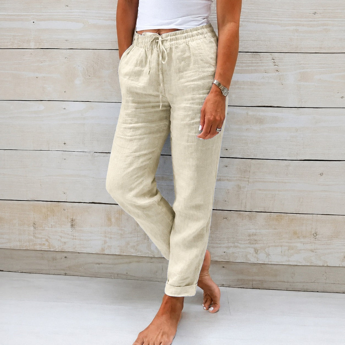 Dyan - Pantalones casuales con cordón para mujeres