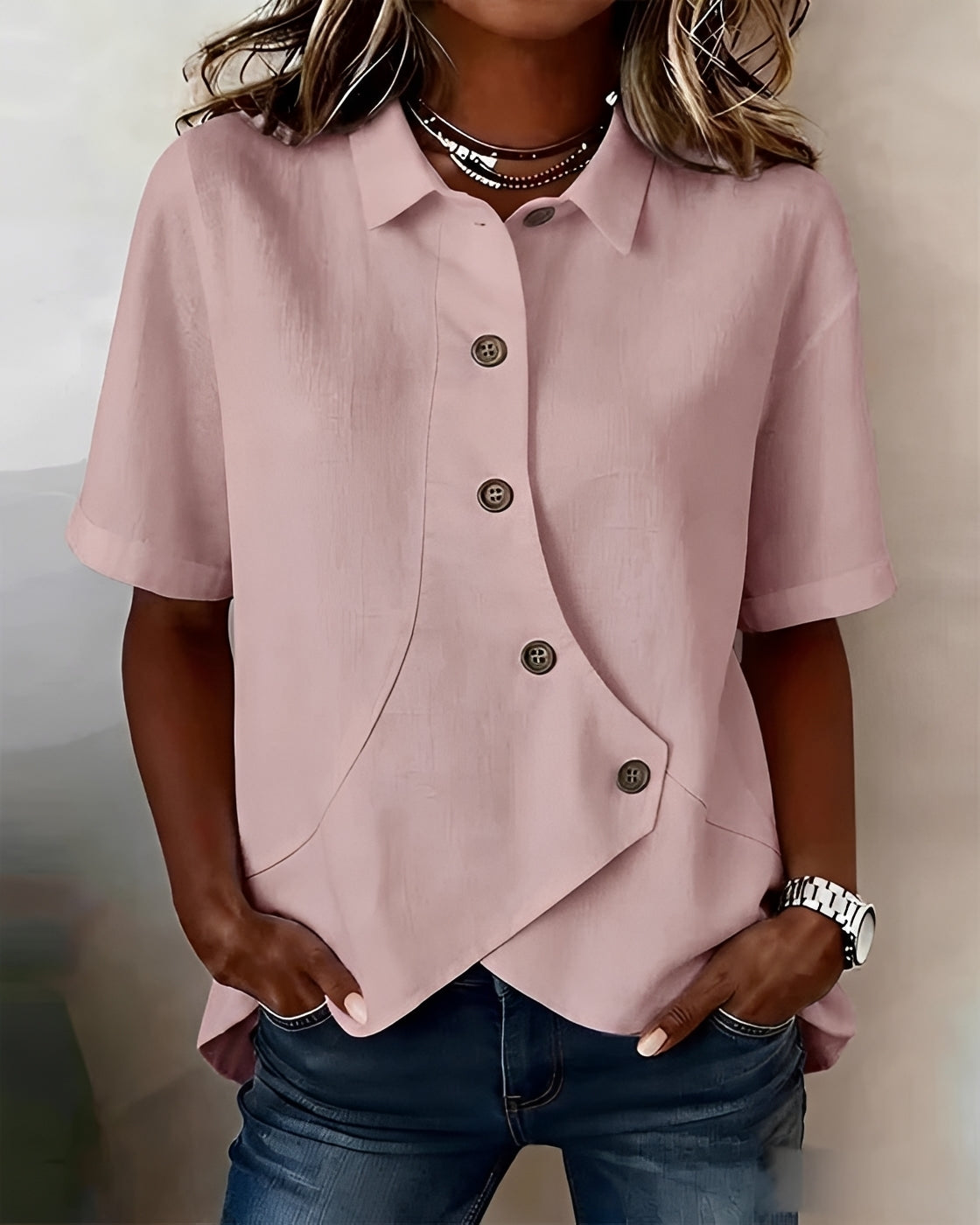 Mia - Blusa Asimétrica con Botones