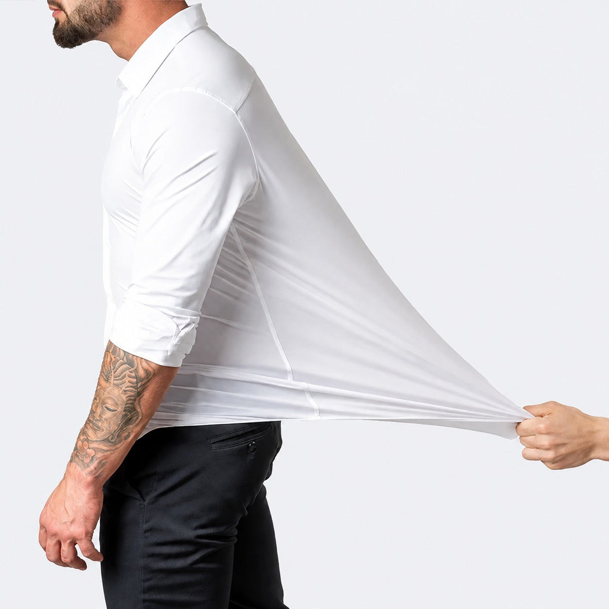 Quandell - Camisa cómoda de hombre de tela elástica