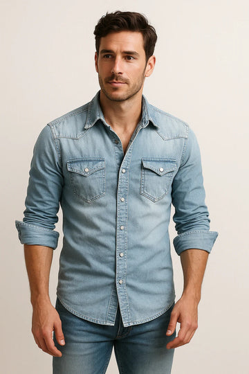 Hebert - Camisa Casual de Manga Larga