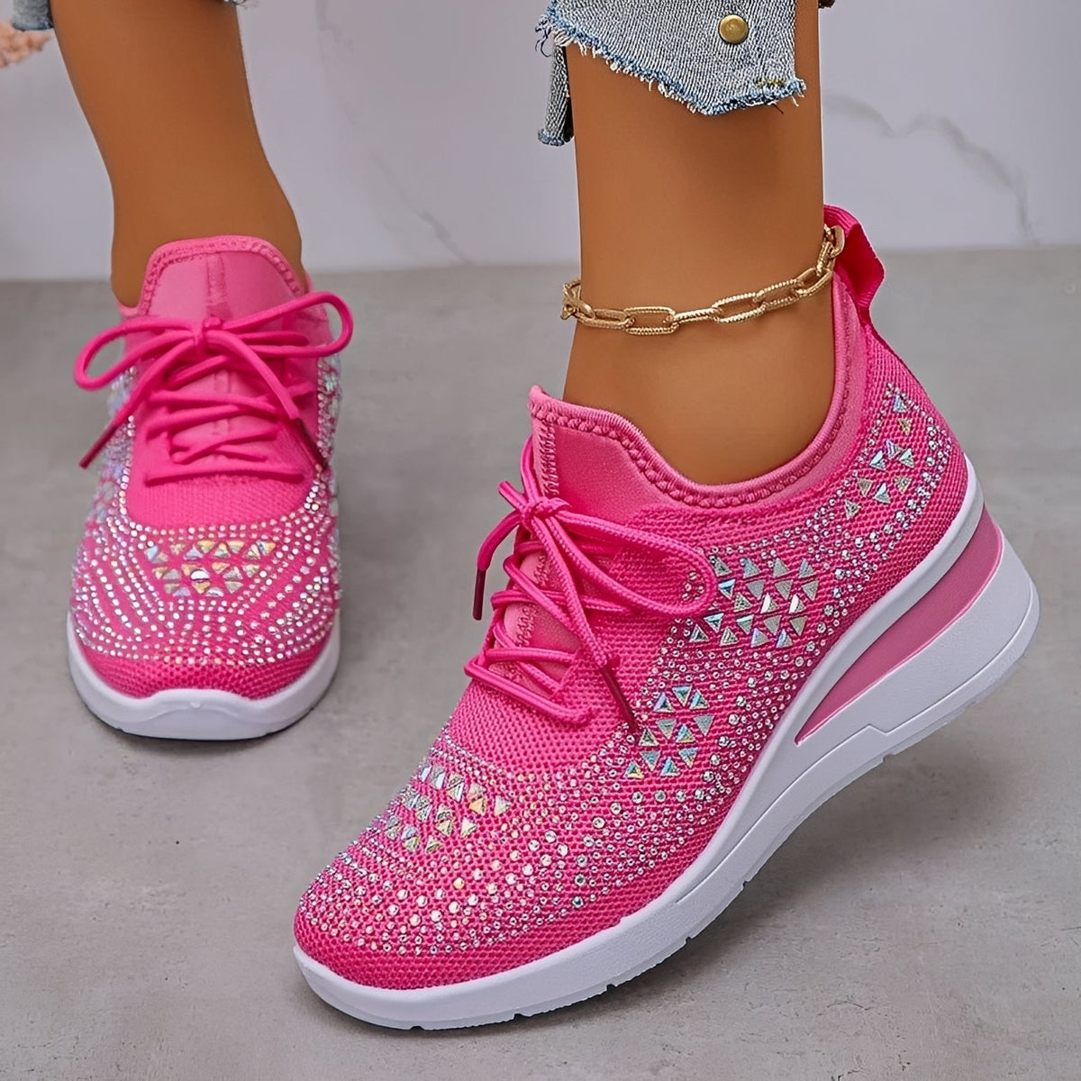 Elodie - Zapatillas cómodas y elegantes con detalles de strass