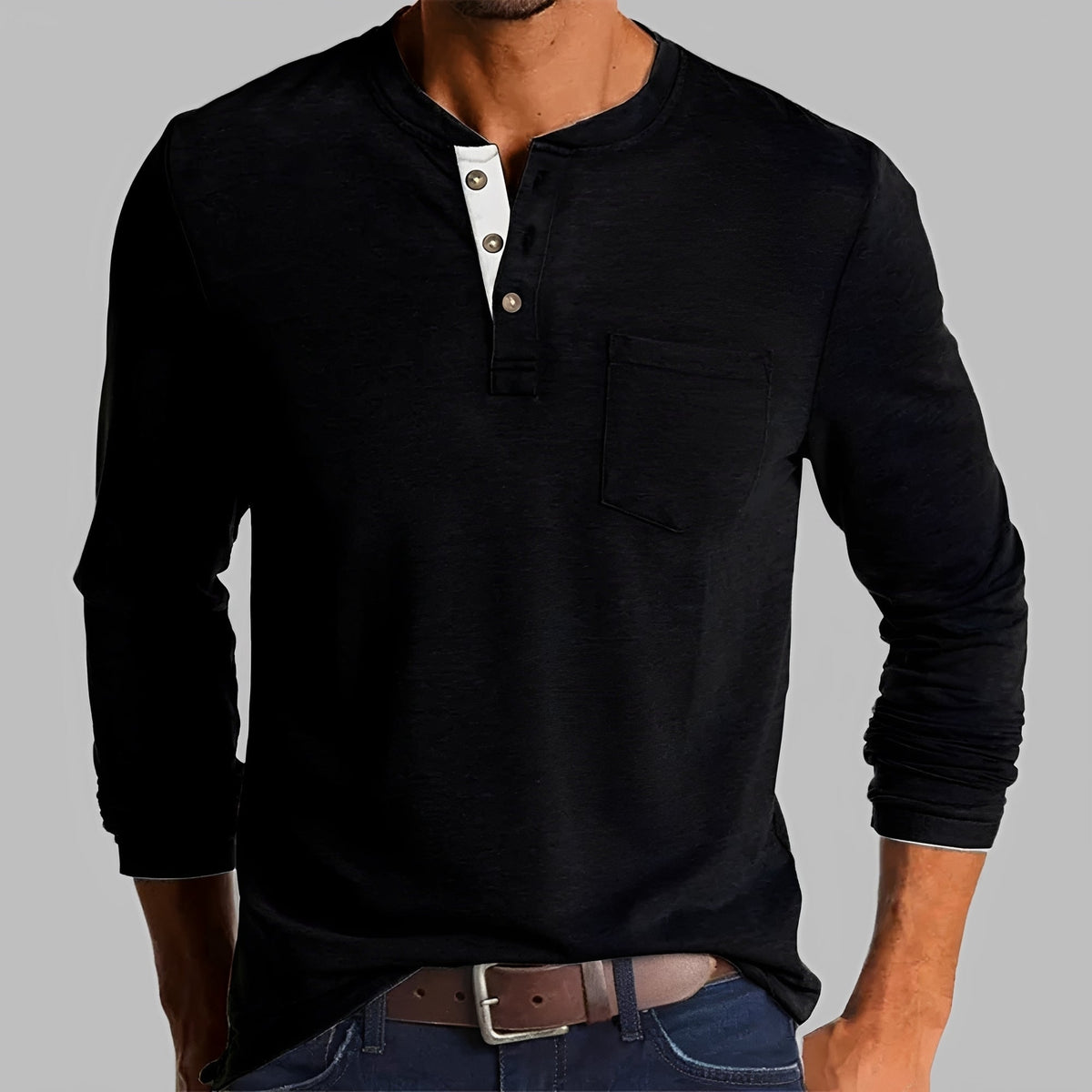 Dalton - Camisa Henley de Manga Larga
