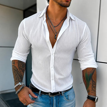 Jonty - Camisa Casual de Manga Larga a Rayas