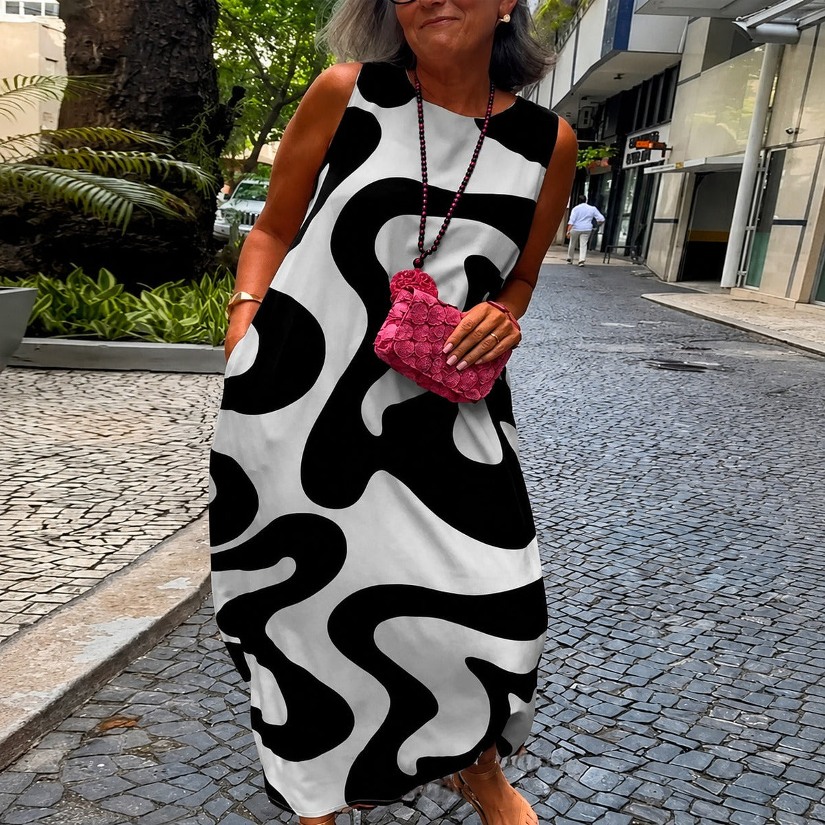 Taylor - Vestido Sin Mangas con Estampado Geométrico Elegante