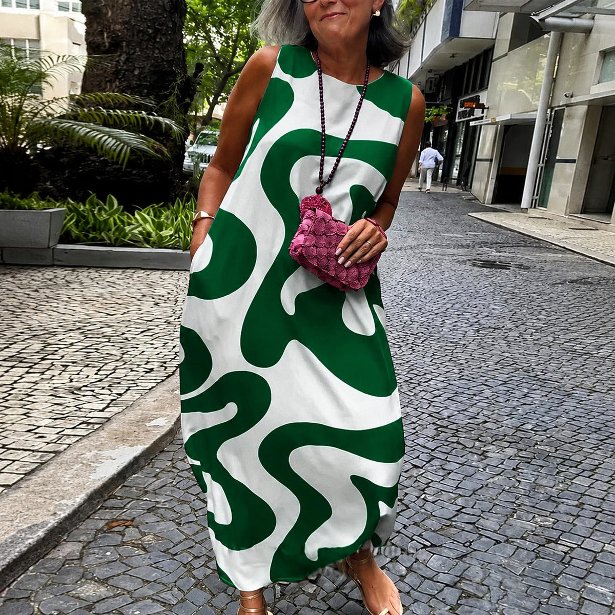 Taylor - Vestido Sin Mangas con Estampado Geométrico Elegante